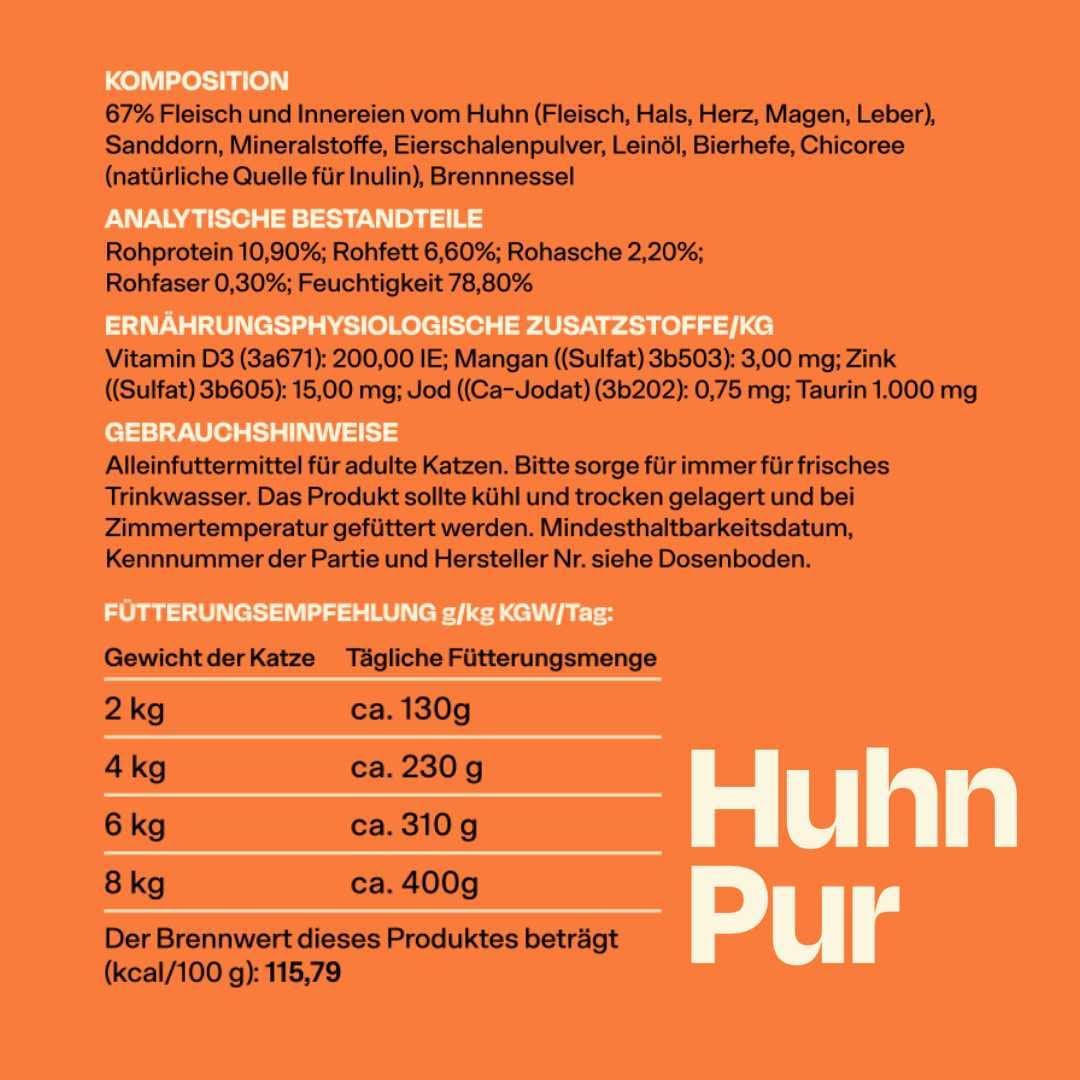 The Better Cat - Nourriture humide sans céréales à très haute teneur en viande - Nourriture pour chats de qualité supérieure, sans céréales et sans sucre (200g, Poulet)