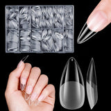 Ongles artificiels courts 500 pièces bouts d'ongles à couverture complète en gel souple pour ongles en gel 12 tailles bouts d'ongles pré-polis pour ongles en gel Ongles artificiels courts Extensions d'ongles de cercueil avec boîte