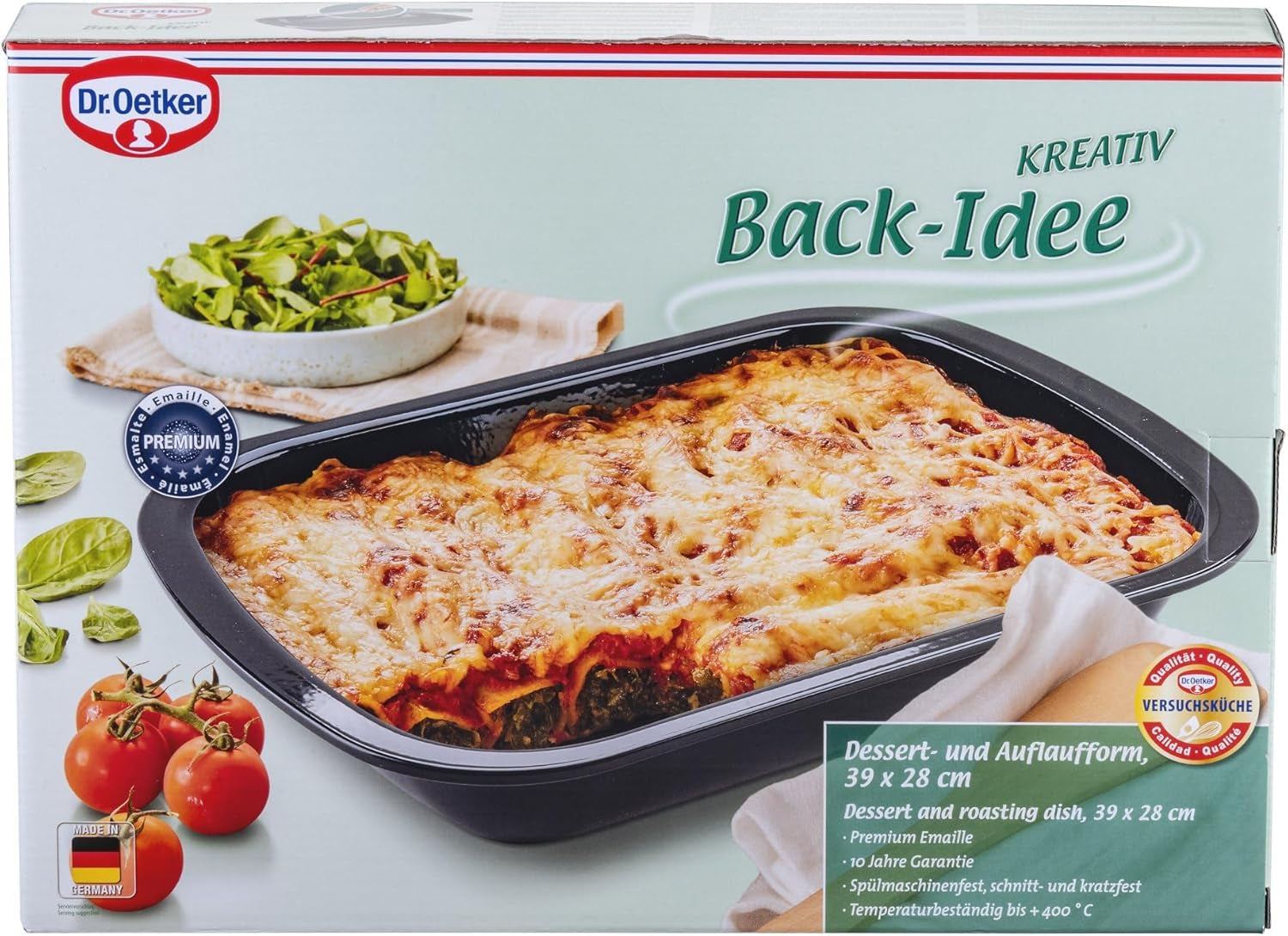 Dr. Oetker Back-Idee Kreativ Dessert- Und Auflaufform Aus Emaille, 39,5 X 28 X 6,5 Cm– Hitzebeständig Bis 400°C, Schnittfest, Kratzfest, Induktionsgeeignet, Schwarz Moules et plaques à pâtisserie Naty Shop