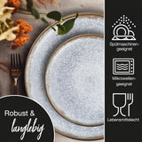 Moritz & Moritz BLOSSOM service de table en porcelaine pour 6 personnes, 18 pièces - Vaisselle moderne au design ludique - Service à café facile d'entretien avec assiettes et bols - Service combiné