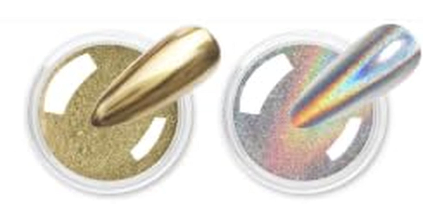BISHENGYF Silver Chrome Nail Powder - Metal Holo Chromfarbener Nagelpuder, 1G Cromepulver Nägel Glitzer Glänzende Silver Nagelpulver Spiegeleffekt Pigment Nagelkunst, DIY-Design-Dekor Frauen Geschenk