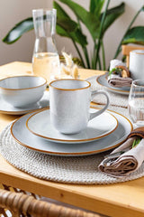 MÄSER Mabella, Service de table vintage pour 4 personnes, service combiné de 20 pièces avec vernis réactif raffiné et fine bordure marron, Grès, Gris-Beige