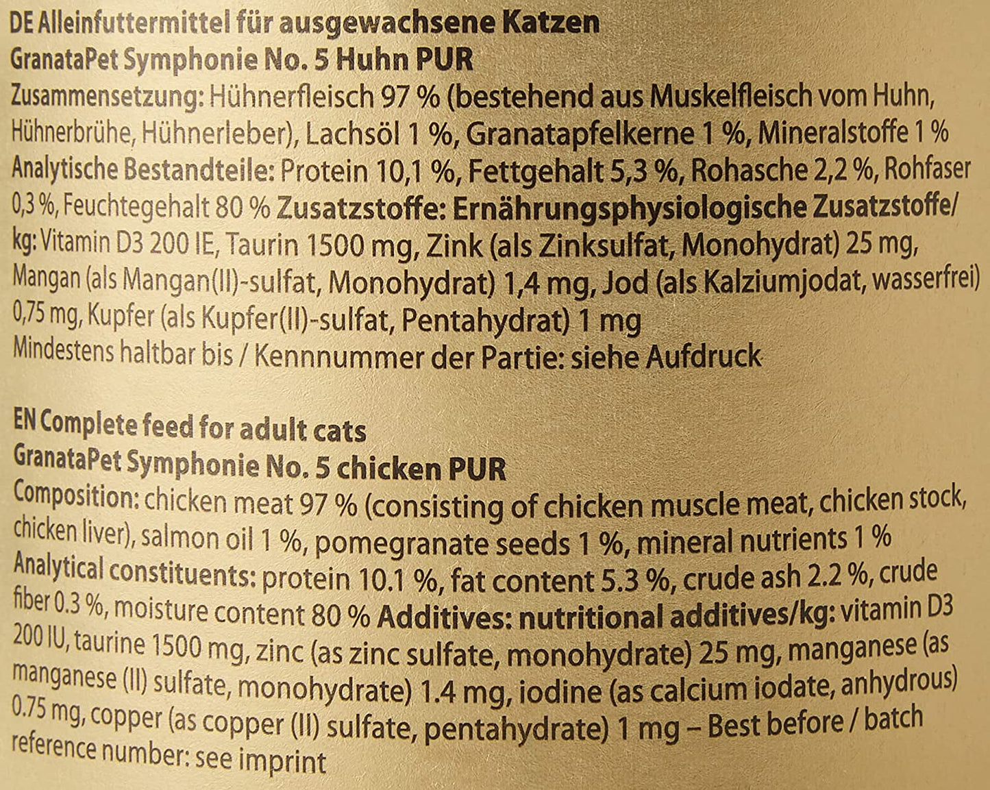 GranataPet Symphony No. 5 Pure Poulet, nourriture pour chat sans céréales ni sucre, filets en gelée naturelle, nourriture humide délicate pour chat, 6 x 200g