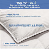 Allnights - Couette confort léger 135X200 100% plumes et duvets neufs, adaptée aux personnes allergiques, lavable jusqu'à 60°C, fabriquée en Allemagne Couettes et couettes Naty Shop