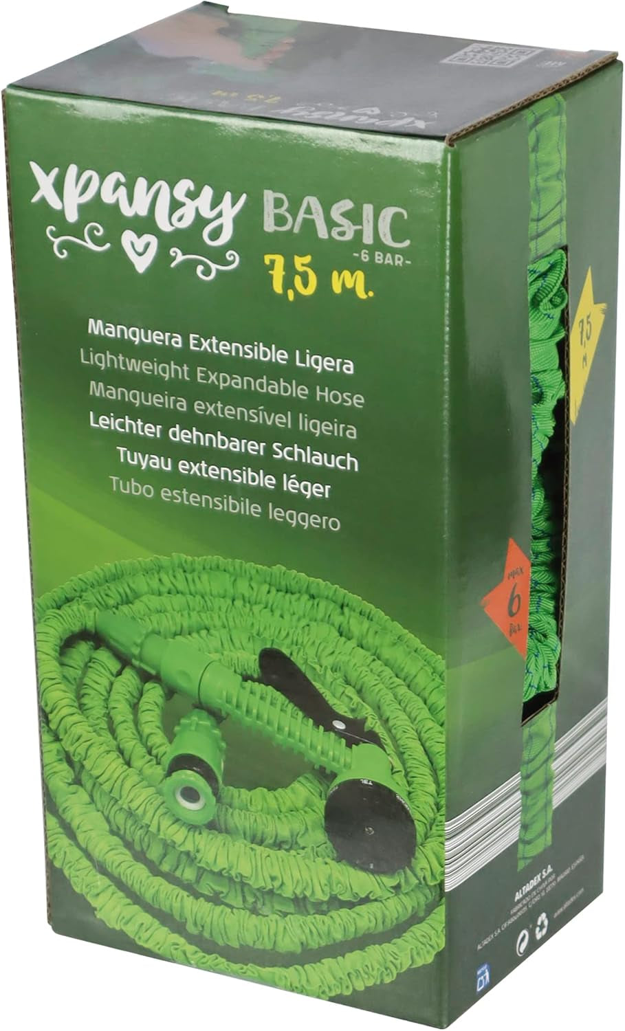 C2607A Hose Basic – Tuyau extensible avec pression d'eau, vert, 7,5 mètres