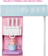 Barbie série You Can Be Anything, salon de crème glacée, 1 poupée Barbie aux cheveux blonds, machine à crème glacée, Barbie Play-Doh, accessoires de pâtisserie, cadeau pour enfants, jouet à partir de 3 ans, HCN46