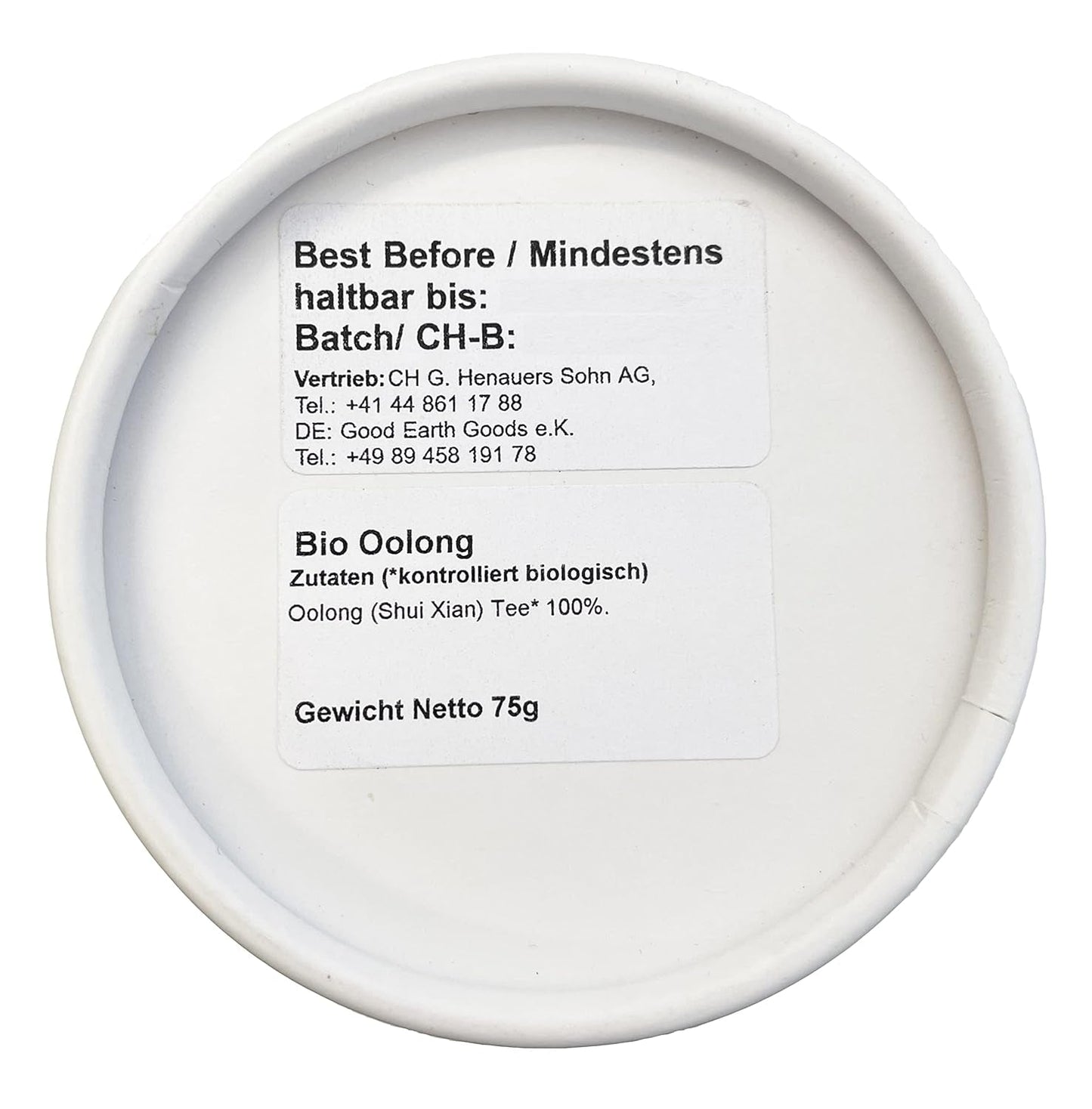Oolong biologique (Shui Xian), paquet de 1 (1 x 75 g)