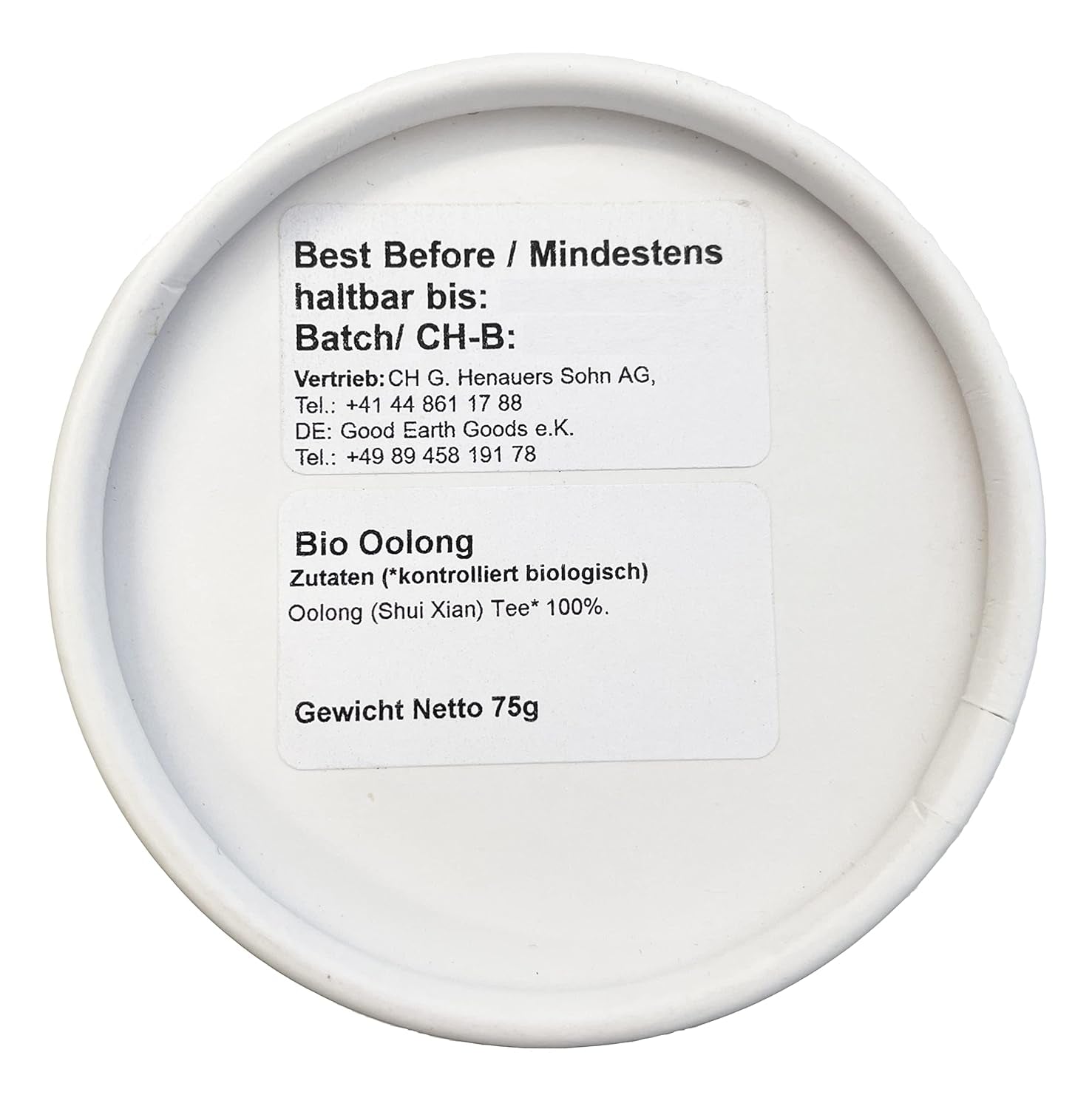 Oolong biologique (Shui Xian), paquet de 1 (1 x 75 g)