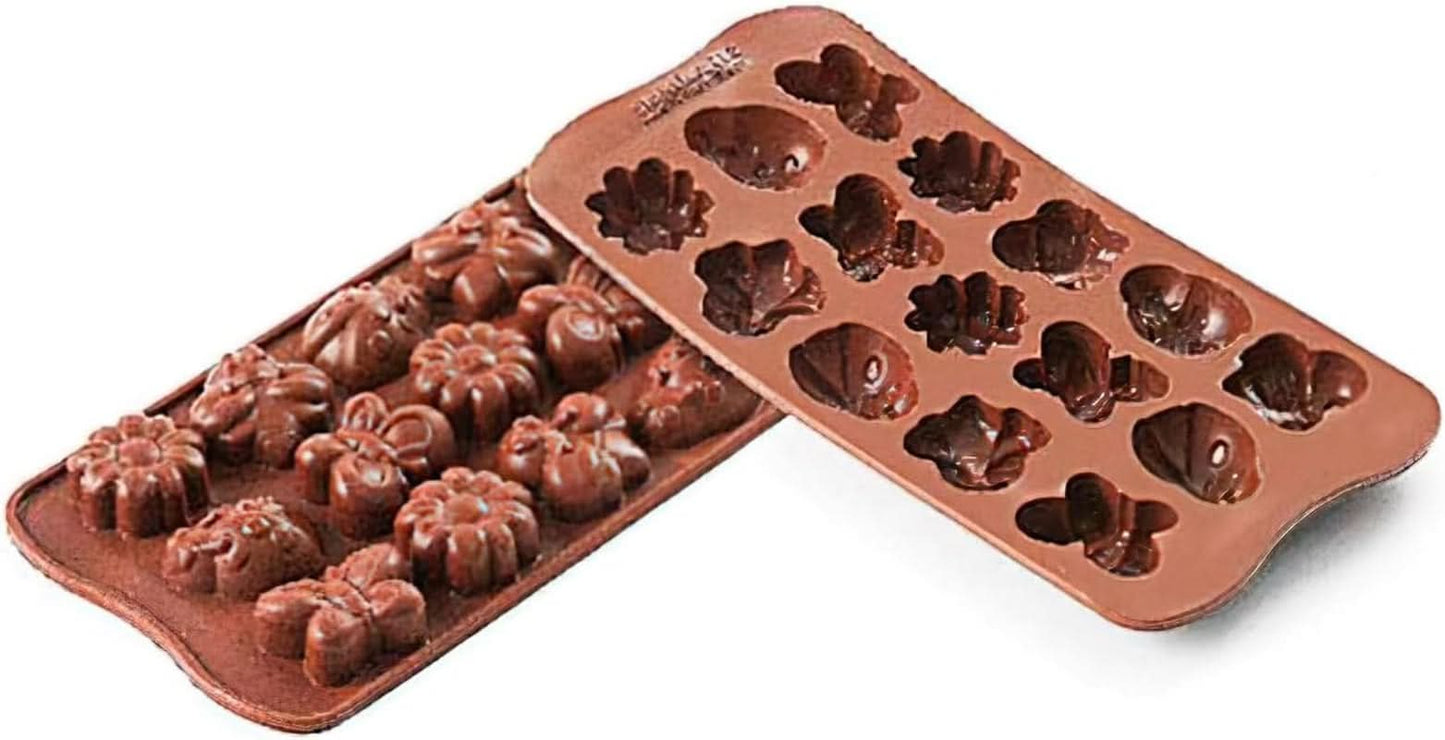 Silikomart 199199, moule à chocolat, modèle Spring, 15 pralines, Brown Kitchen Naty Shop