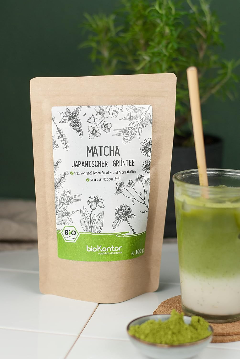 Poudre Matcha BIO 100 g I Sans additifs - 100% naturel I Thé Matcha japonais premium I Thé vert en poudre de