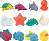 Battat 12 pièces jouet de bain bébé jouet de bain animaux aquatiques - copains de bain pour bébés 10 mois - jouet de bain canard et plus Bebe Toys Naty Shop