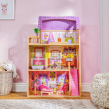 KidKraft Kayla Maison de poupée en bois avec meubles et accessoires, ensemble de jeu à 3 niveaux pour poupée de 30 cm, jouet pour 3 ans et plus, 65092 - Exclusivement sur Amazon