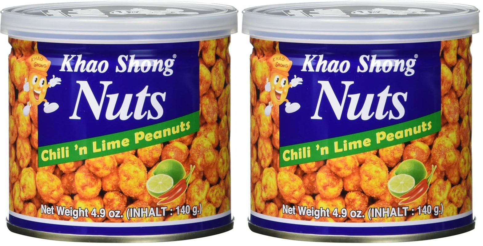 Khao Shong Pois verts frits au wasabi, pois croustillants dans une pâte épicée, une alternative faible en gras aux noix, moyennement épicé, 1 boîte de 140 g | 140 g (1 paquet)