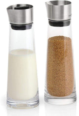blomus -MACCHIATO- Service à sucre et crème en verre, capacité 180 ml, couvercle en acier inoxydable, pour thé et café, finition de haute qualité, aspect exclusif (H/L/P : 17 x 5,4 x 5,4 cm, Transparent, 63510)
