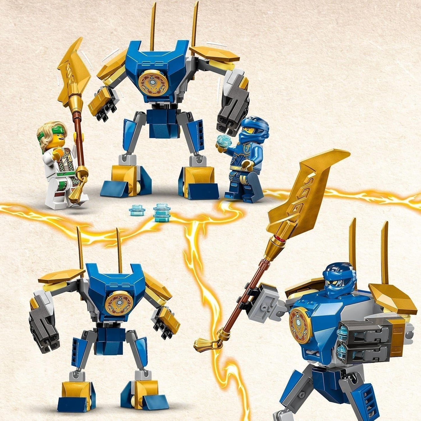LEGO NINJAGO Jay Battle Mech, jouet ninja pour enfants avec figurines, y compris figurine de Jay avec mini katana, figurines d'action et robot, petit cadeau pour garçons et filles créatifs à partir de 6 ans 71805 Jeux de construction Besuche den LEGO-Store