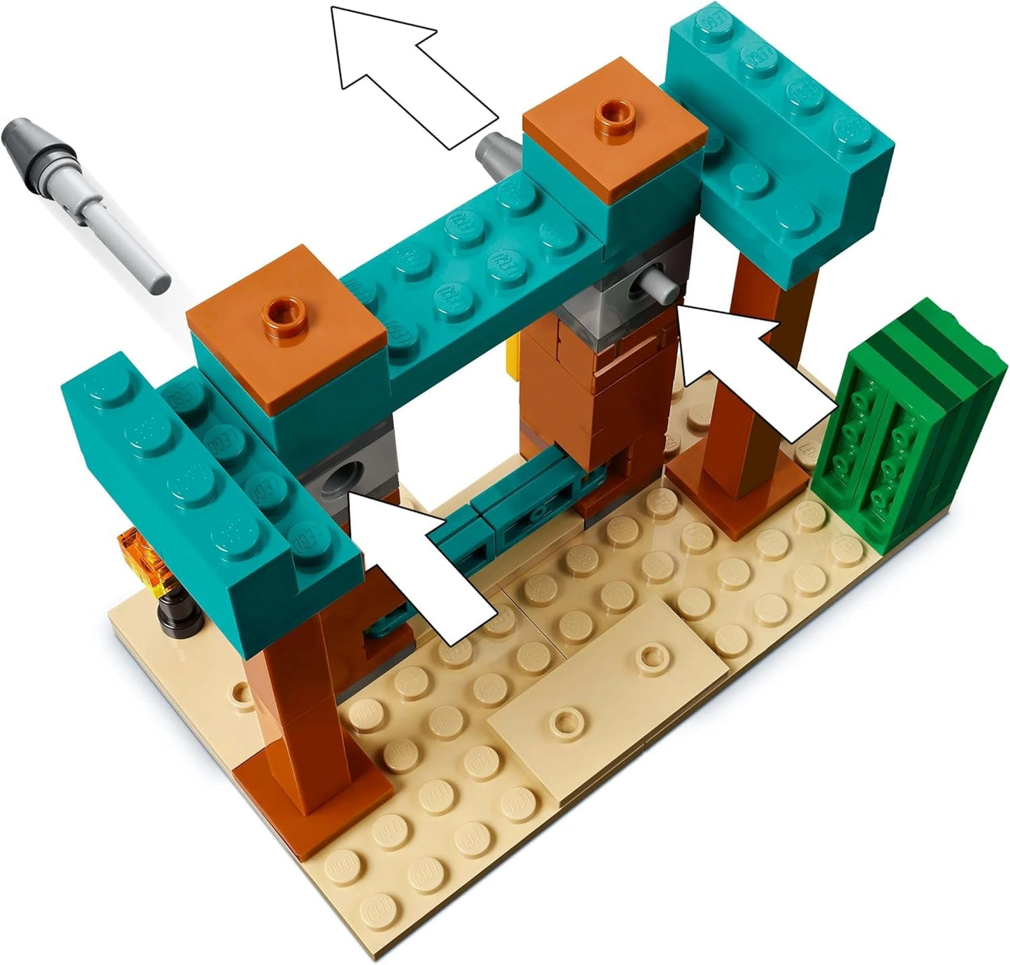 LEGO Minecraft The Illager Desert Patrol Jeu vidéo pour enfants, mini jouet Outpost et trois figurines dont le Pilleur, le Serviteur et le Chevalier Cactus 21267 Ensembles de construction Besuche den LEGO-Store