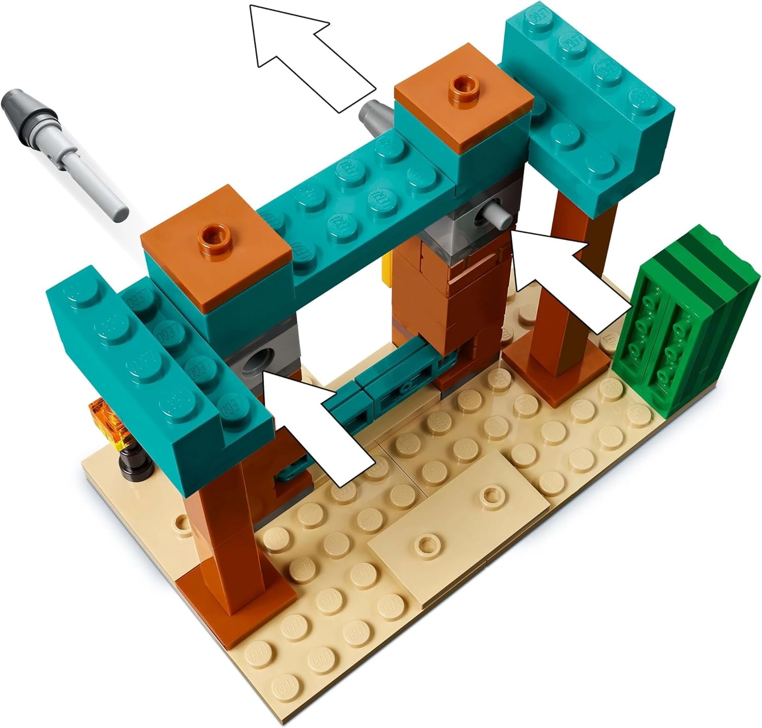 LEGO Minecraft The Illager Desert Patrol Jeu vidéo pour enfants, mini jouet Outpost et trois figurines dont le Pilleur, le Serviteur et le Chevalier Cactus 21267 Ensembles de construction Besuche den LEGO-Store