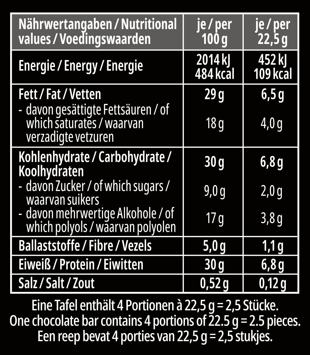 frankonia CHOCOLAT POWER MOTION sans sucre ajouté - Chocolat blanc croquant à haute teneur en protéines et faible en glucides, 90 g