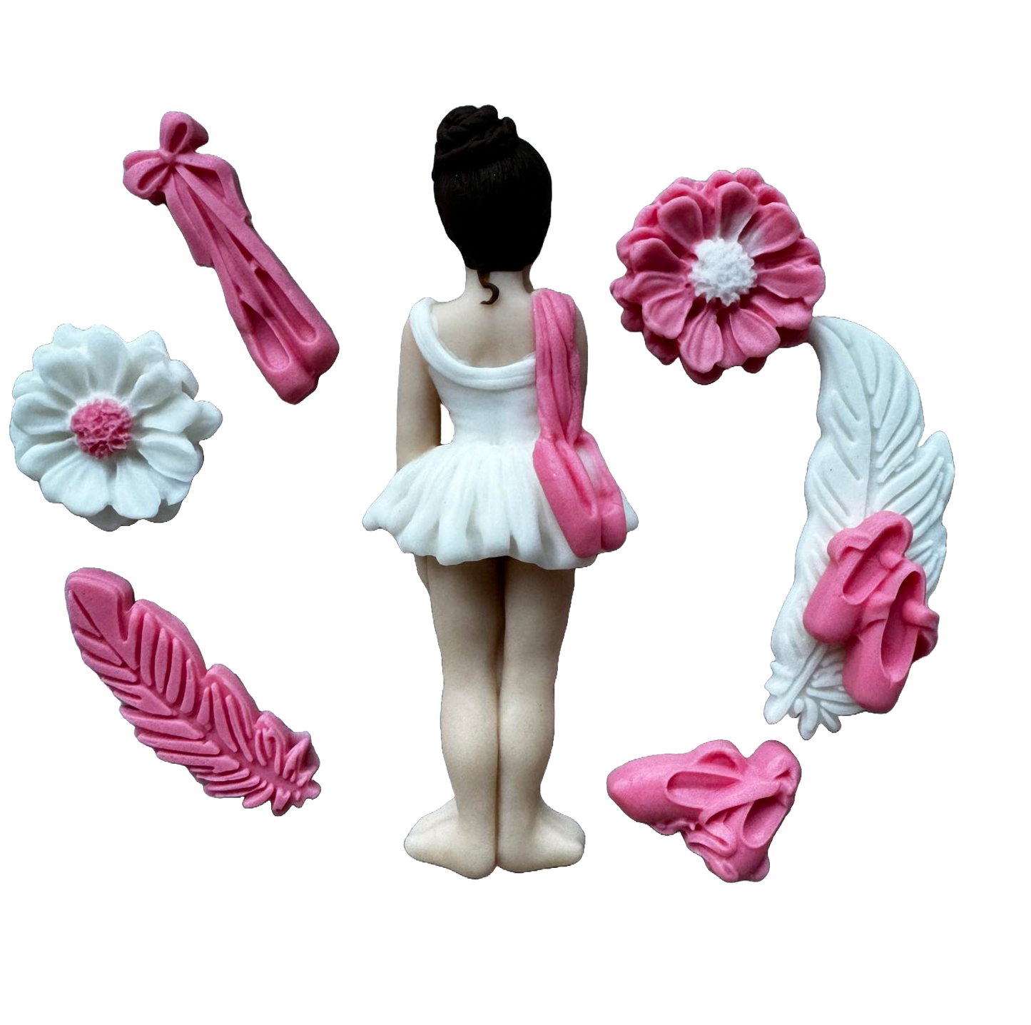 Lot de 8 décorations comestibles en sucre, Décorations Ballerine en Pâte à Sucre Naty Shop