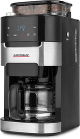 GASTROBACK 42711 Grind & Brew Pro Machine à café expresso, machine à café expresso avec filtre et broyeur intégrés, broyeur conique avec 8 réglages de mouture, écran tactile LCD, plastique