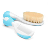 Chicco Ensemble brosse à cheveux et peigne pour bébé, brosse pour bébé avec poils naturels doux, peigne à pointe arrondie, poignée antidérapante, cadeau de fête pour bébé - Fournitures pour nouveau-nés à partir de 0 mois - Bain et soins de la peau Naty Shop Bleu