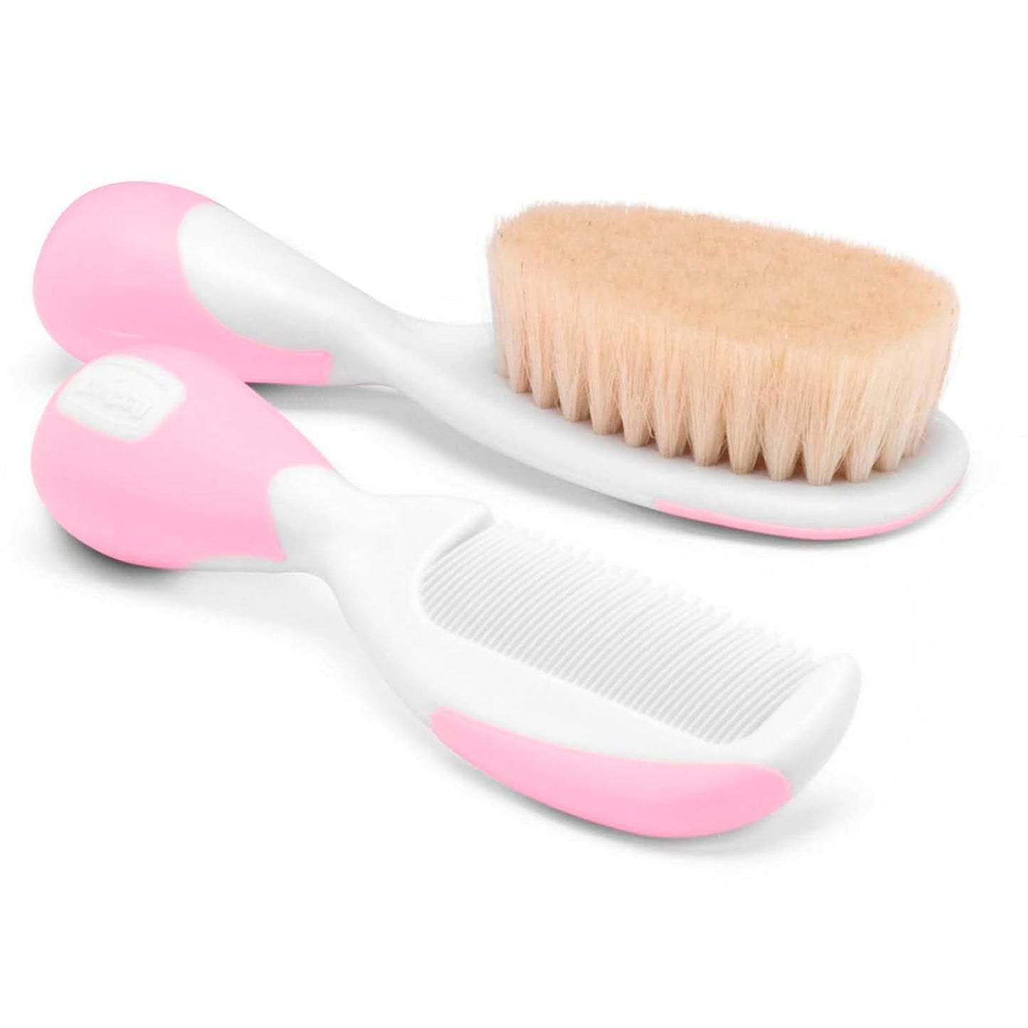 Chicco Ensemble brosse à cheveux et peigne pour bébé, brosse pour bébé avec poils naturels doux, peigne à pointe arrondie, poignée antidérapante, cadeau de fête pour bébé - Fournitures pour nouveau-nés à partir de 0 mois - Bain et soins de la peau Naty Shop Rose