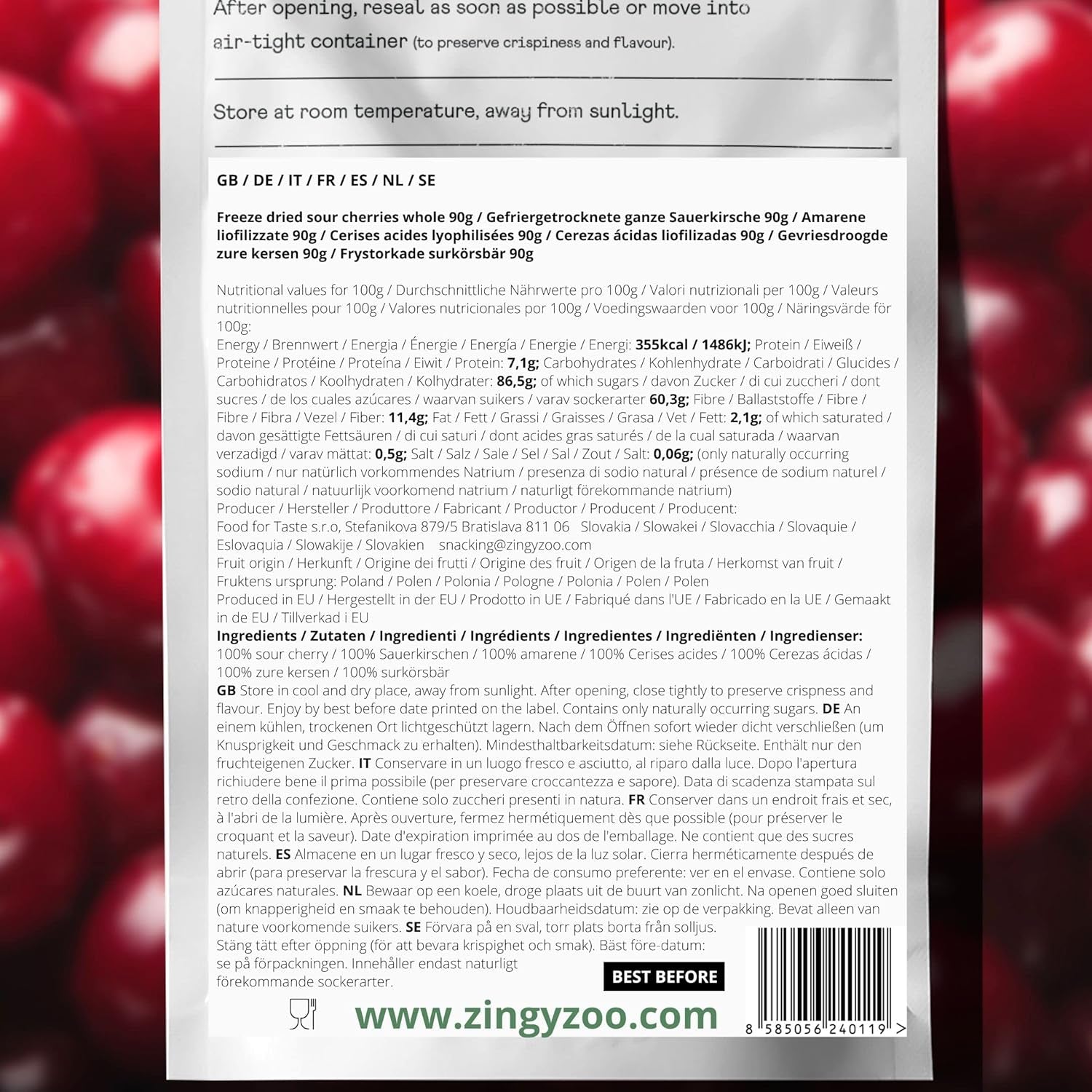 Cerises lyophilisées | Cerises acides séchées | Fruits lyophilisés | Fruits secs lyophilisés | Fruits lyophilisés Cerises séchées | Smoothie Fourrure Fruits lyophilisés (90g) Produits déshydratés Naty Shop