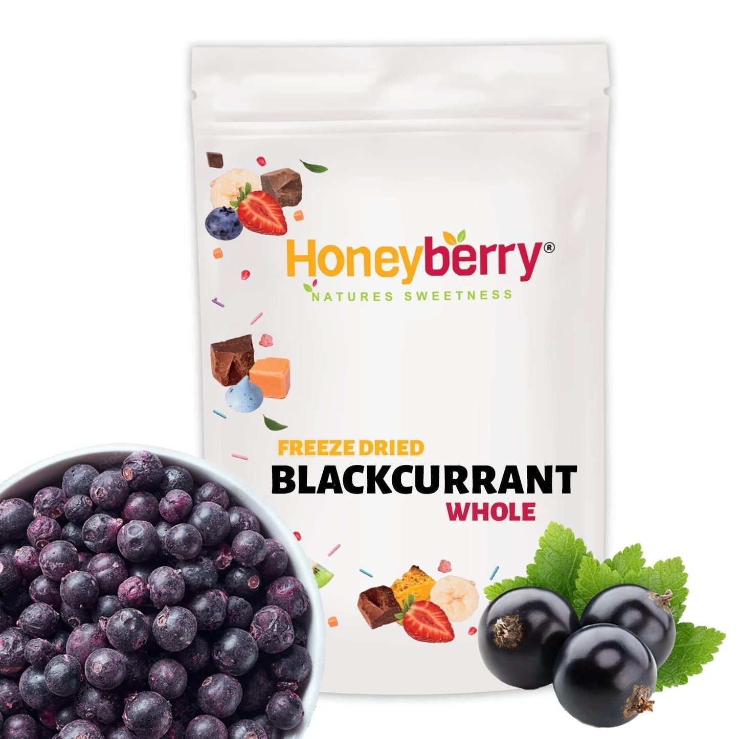 Cassis lyophilisés 250g - Fruits lyophilisés - Fruits secs lyophilisés - Cassis séchés pour pâtisserie, muesli, décoration gâteaux, desserts Produits déshydratés Naty Shop 250G