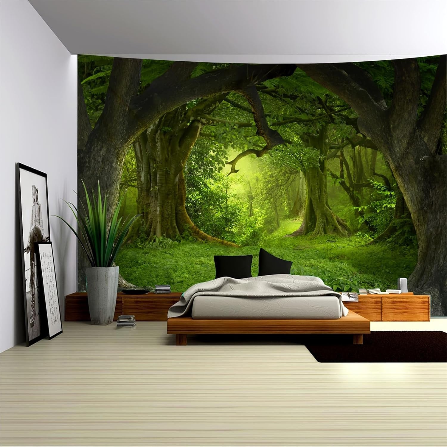 Tapis tapisserie forêt toile arbre cascade brouillard Accueil - Accessoires et Décorations Naty Shop Forêt brouillard 1 230L X 180B Cm