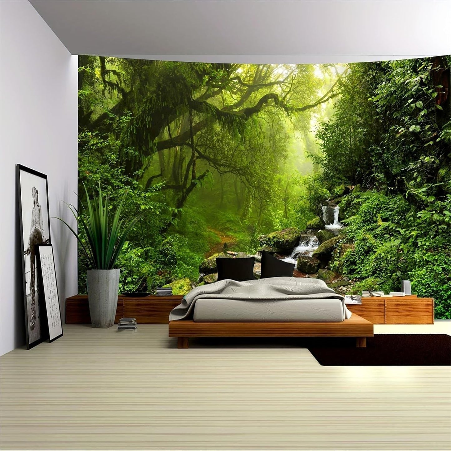 Tapis tapisserie forêt toile arbre cascade brouillard Maison - Accessoires et Décorations Naty Shop Salutations 230L X 180B Cm