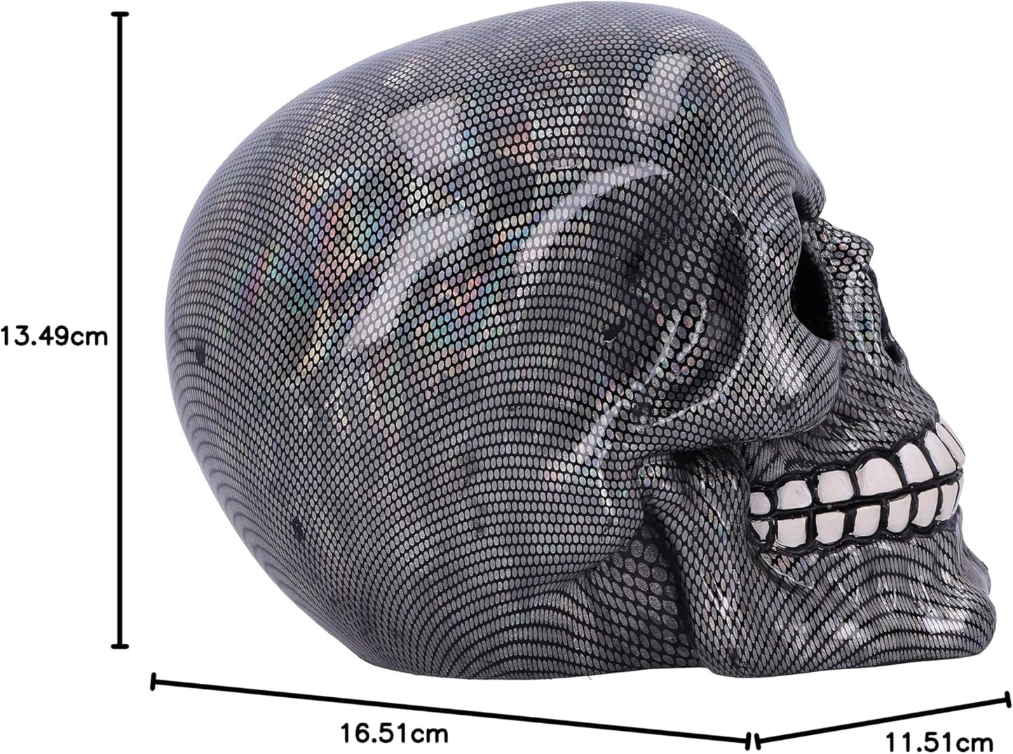Crâne Résille Argent Holographique Ornement Crâne Résille Holographique Argent Argent 16,5 cm Statuettes et Sculptures Naty Shop