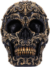 Crâne Renaissance, 19 cm, résine, noir et or, motif baroque doré, ornement crâne noir, décoration gothique, coulé dans la meilleure résine synthétique, peint à la main par des experts Statuettes et sculptures Naty Shop