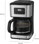 Cafetière Clatronic® avec minuteur, carafe 1,5 litre pour 12-14 tasses de café, minuterie LCD 24h, fonction maintien au chaud, anti-goutte, filtre amovible, afficheur et voyants lumineux, 900W - KA 3642