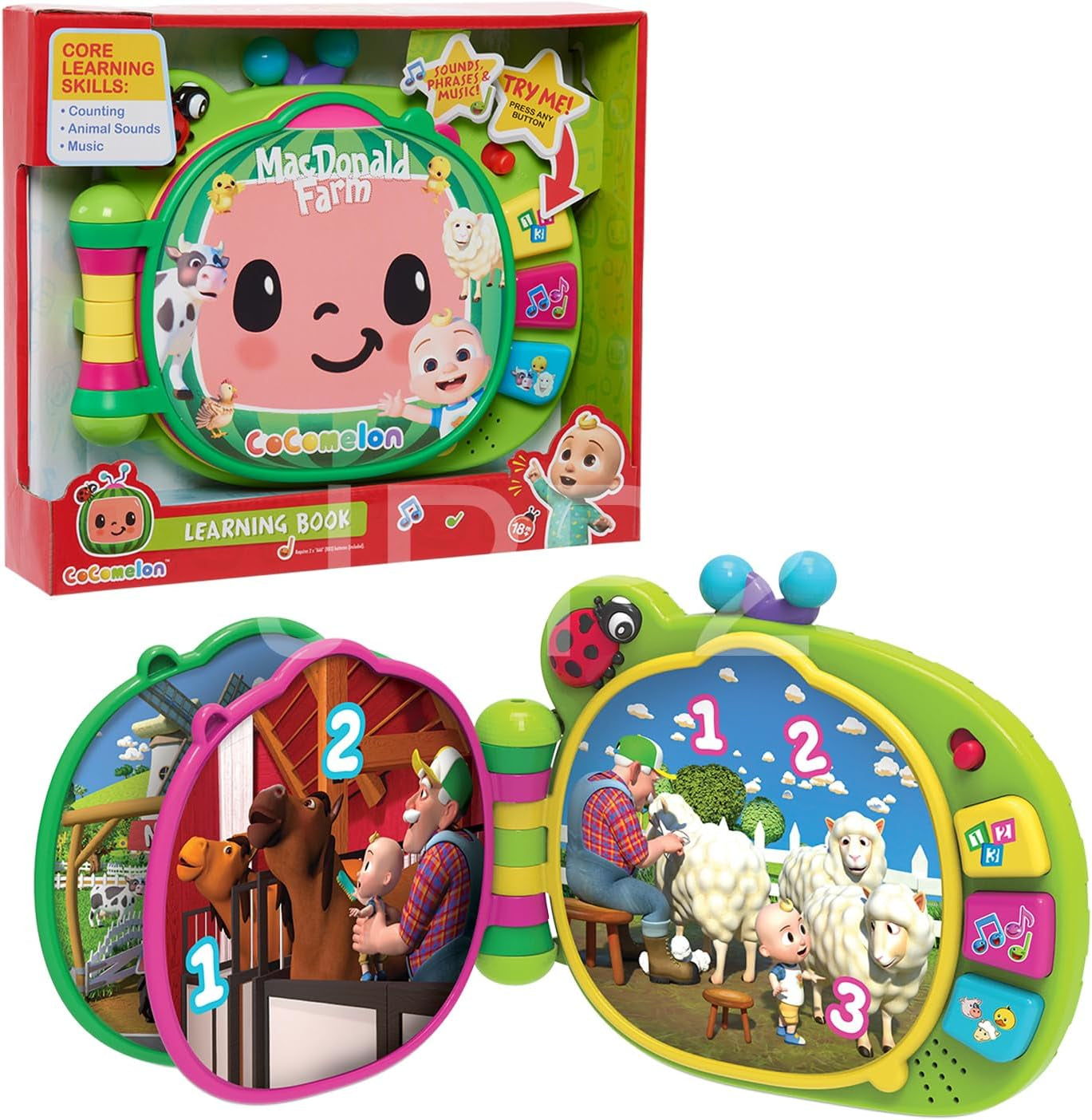 CoComelon , Livre d'apprentissage J.J, fonctions d'apprentissage et électronique, jouet pour enfant à partir de 18 mois, CCM10 (version française) Bebe Naty Shop Jouets Titre par défaut