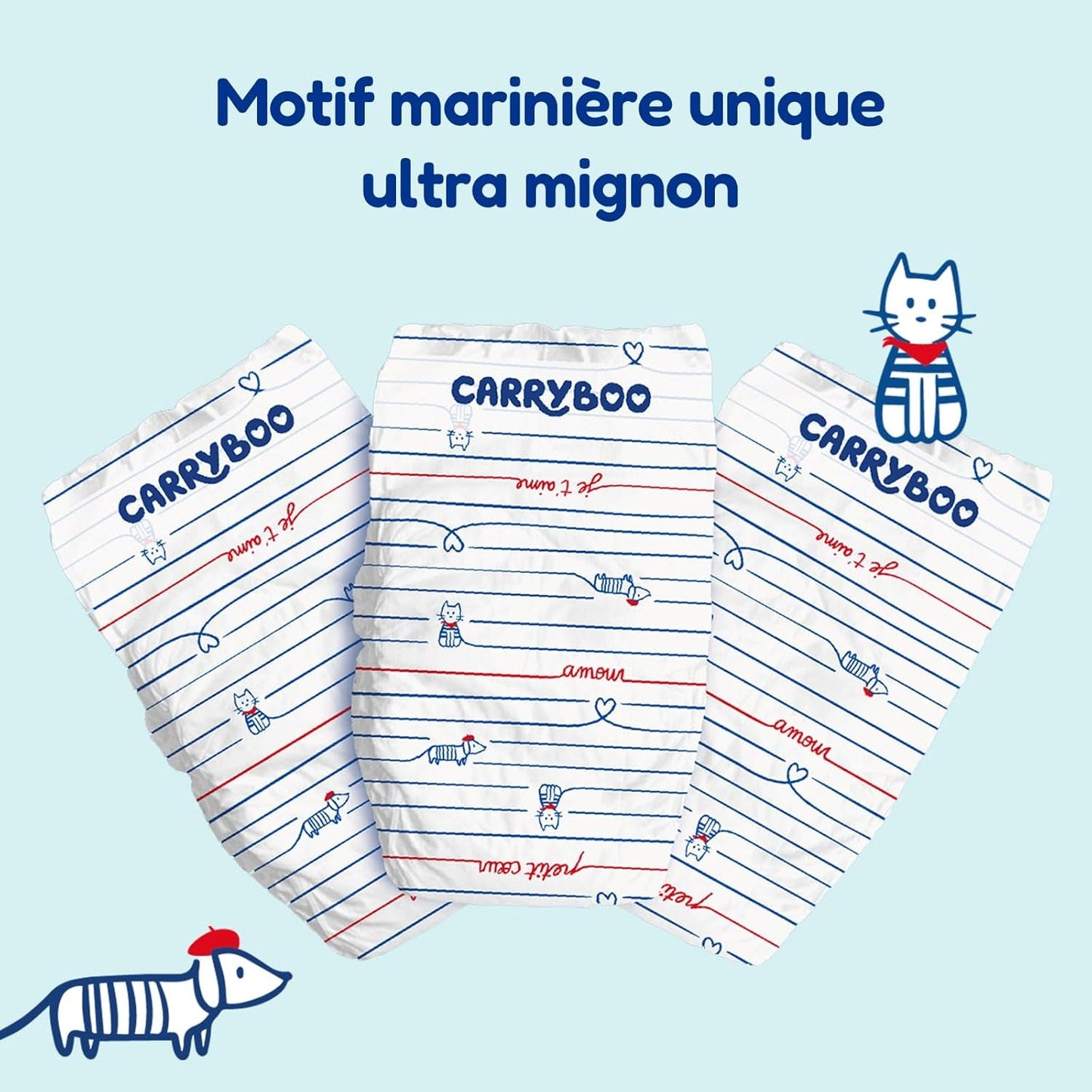 Couches taille 5 (12-25 kg) - saines et très absorbantes - protection contre les fuites 12 heures - sans substances indésirables - fabriquées en France - prix abordable - 120 couches jetables