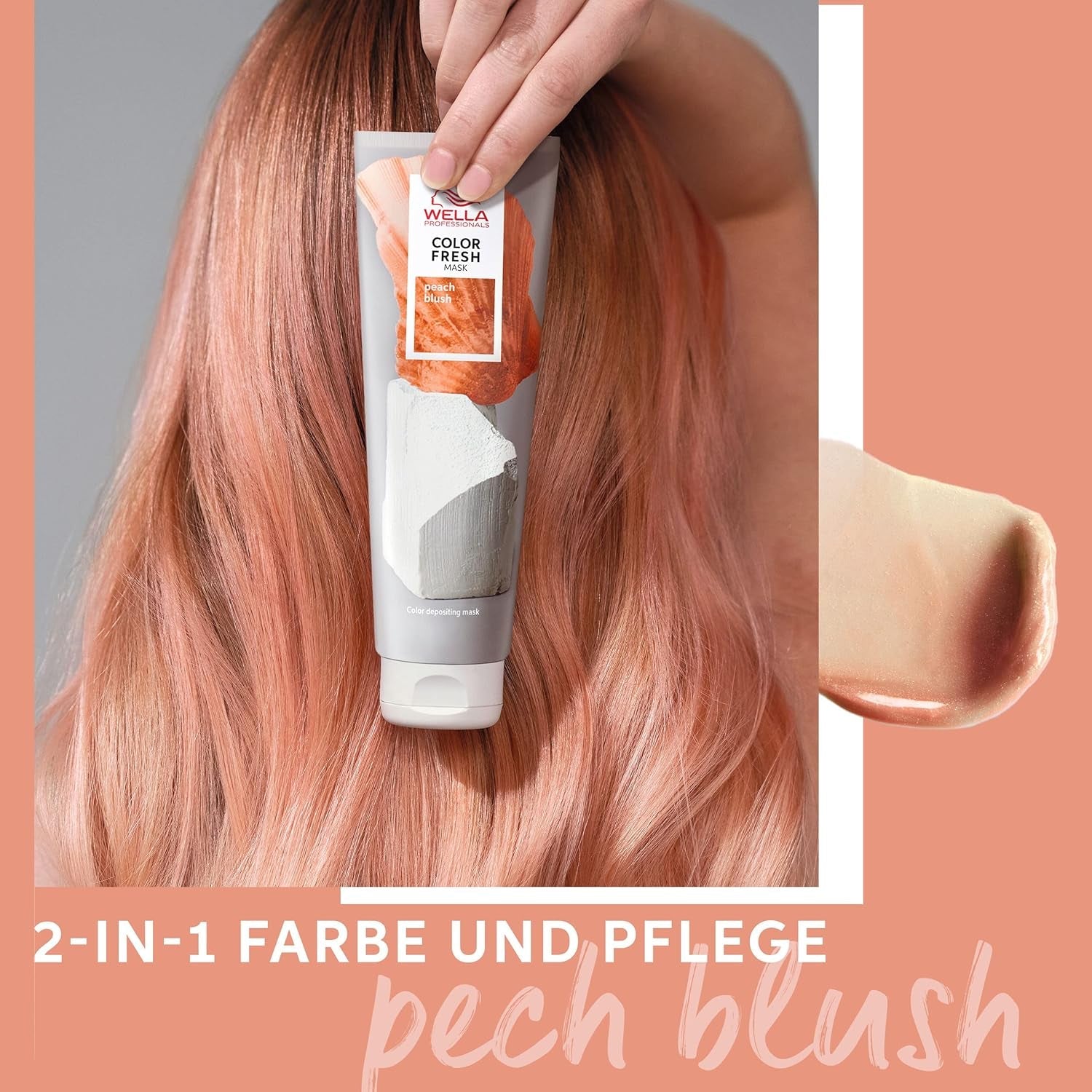 Wella Professionals Color Fresh Mask Peach Blush - traitement capillaire pour revitaliser et changer la couleur des cheveux - teinte nourrissante à l'huile d'avocat - pour cheveux blonds et éclaircis - 150 ml Naty Shop Hair Mask