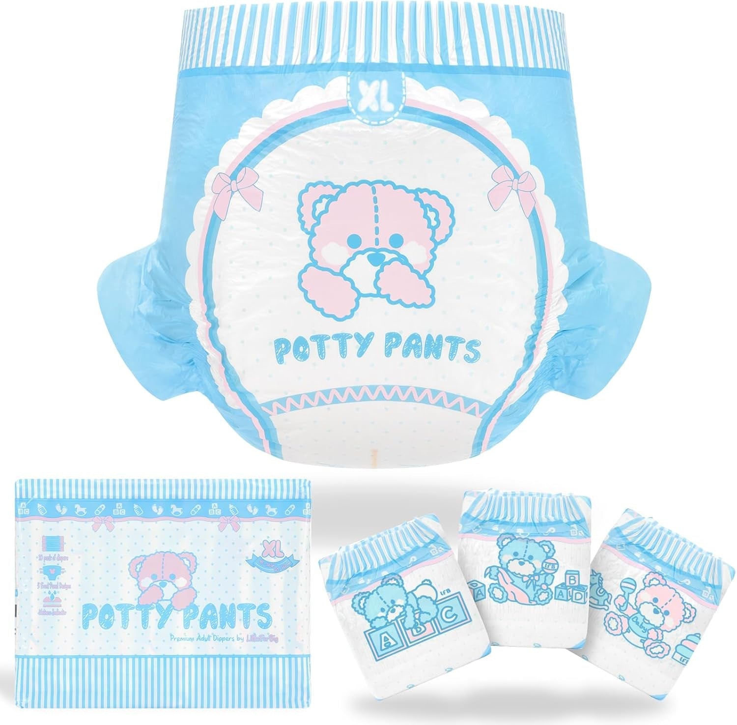 Couches Imprimées Adultes 5500-5800ml 10 Pièces - Slips de Toilette (XL)