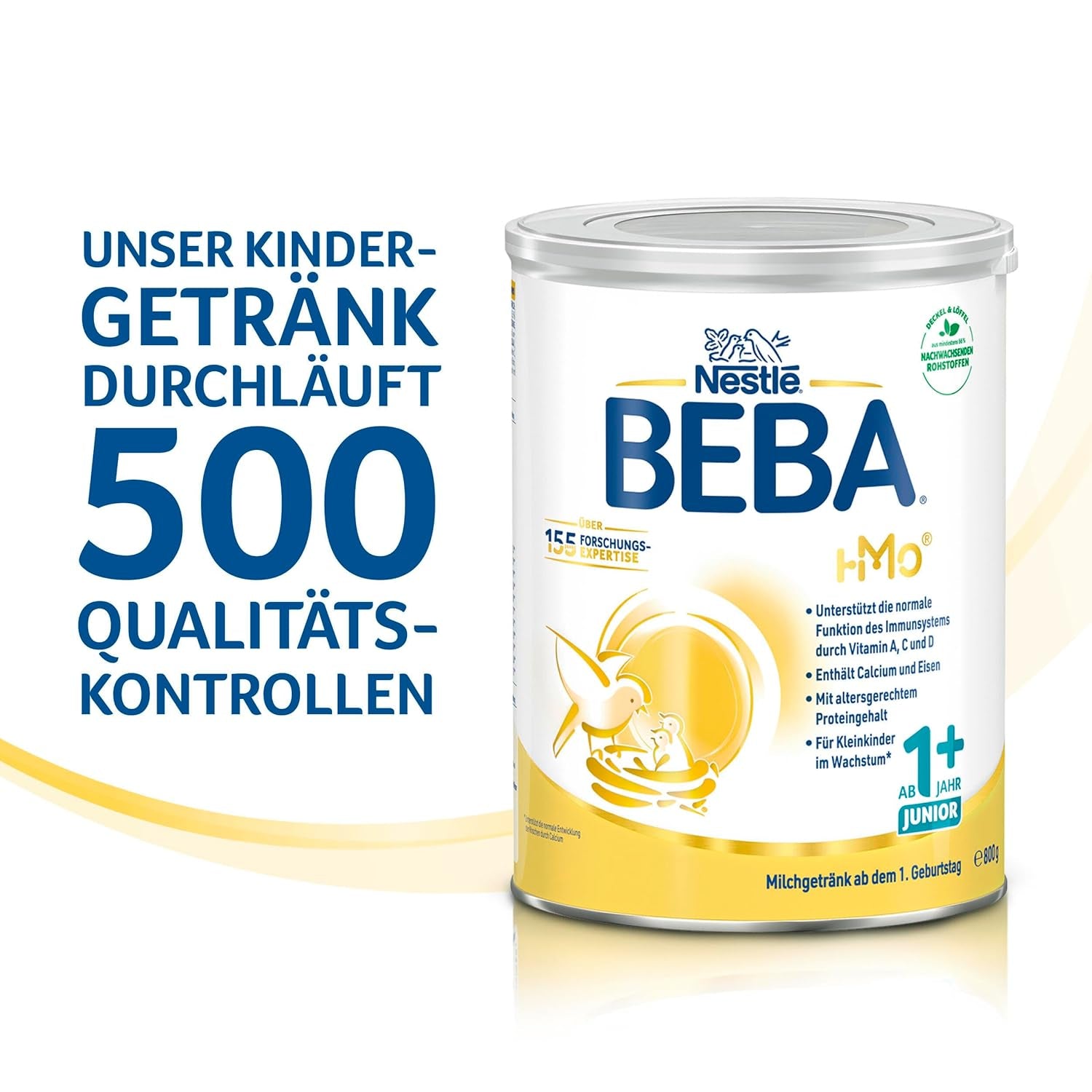Boisson lactée BEBA Junior 1+ à partir de 1 an, Avec HMO, Teneur en protéines adaptée à l'âge, Lactose uniquement, Sans huile de palme, Sans huile de poisson, Aliments pour tout-petits, Lait en poudre pour bébé, Lot de 3 (3 x 800 g)