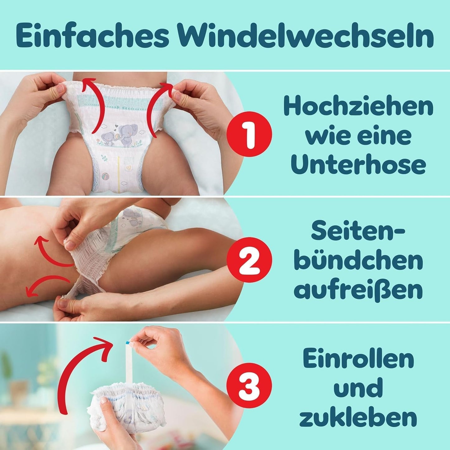 Pantalon de protection Pampers Premium Taille 7, 123 couches, 15 kg+, avec réglage à 360° et poignets anti-fuites souples pour un confort et une protection optimaux