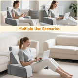Grand coussin de lecture avec repose-nuque et accoudoirs amovibles, coussin de dossier pour lit, coussin de dos ergonomique avec bras, poche et housse lavable pour lire et regarder la télévision.