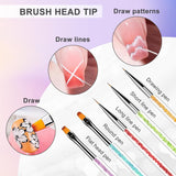 5 pièces Nagel Pinsel, Pinsel Für Gelnägel, Nageldesign Pinsel, Nail Art Dotting Tools, pour Herstellen von Nagellack, Punktieren, Feinmalerei, DIY