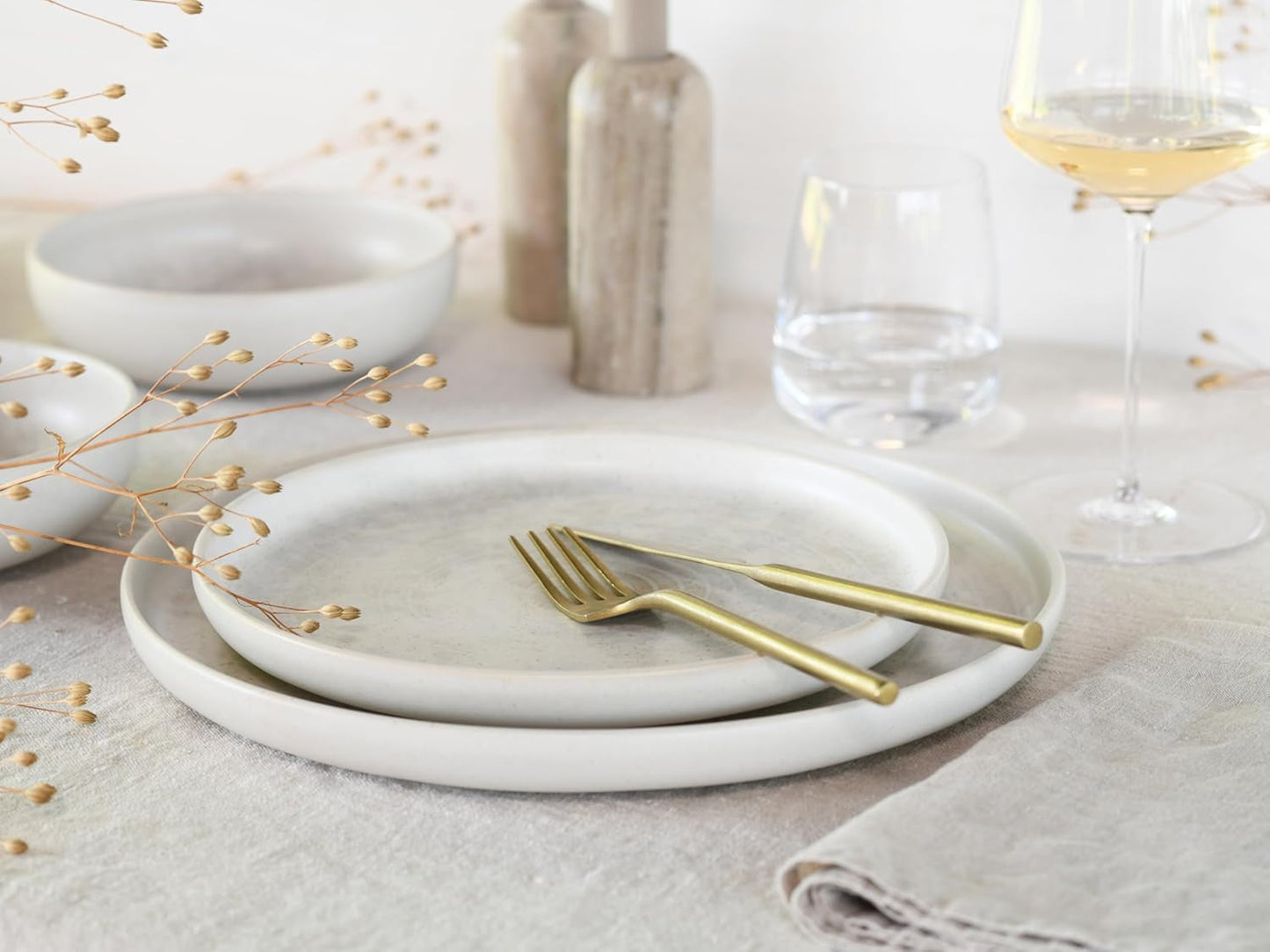 CreaTable, 23714, série Uno Athena, service de table 12 pièces pour 4 personnes, service d'assiettes en porcelaine, passe au lave-vaisselle et au micro-ondes, fabriqué au Portugal