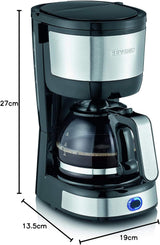SEVERIN Machine à expresso compacte, café aromatique avec machine à café jusqu'à 4 tasses, machine à expresso avec filtre et filtre oscillant permanent, acier inoxydable/noir, KA 4808