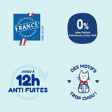 - Couches taille 3 (4-9 kg) - saines et très absorbantes - étanche 12 heures - sans substances indésirables - fabriquées en France - prix abordable - 150 couches jetables