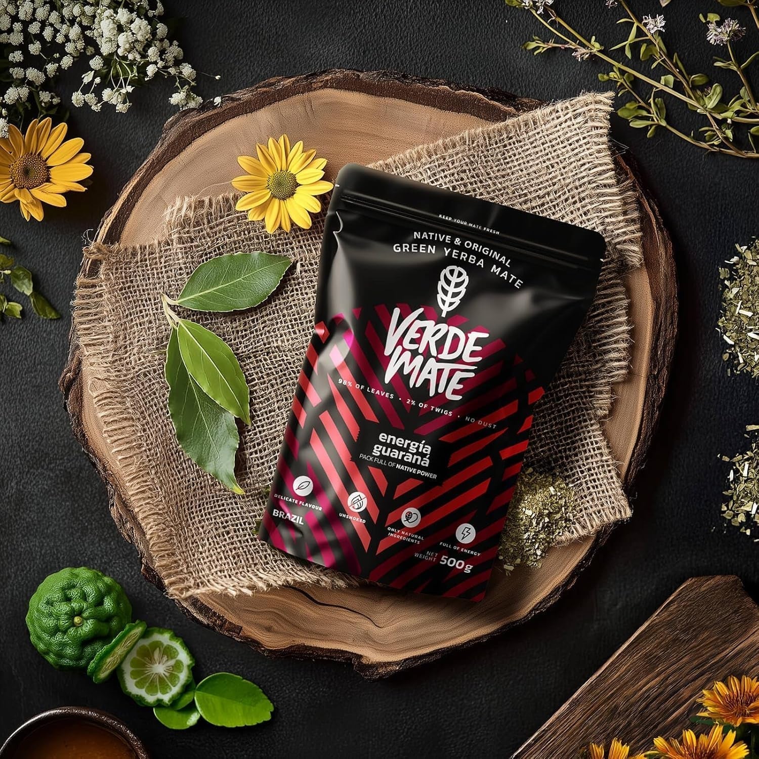 Green Mate Green Organica Énergie Guarana 500G | Thé Yerba Mate biologique du Brésil | Teneur en caféine naturelle | Thé Maté Bio