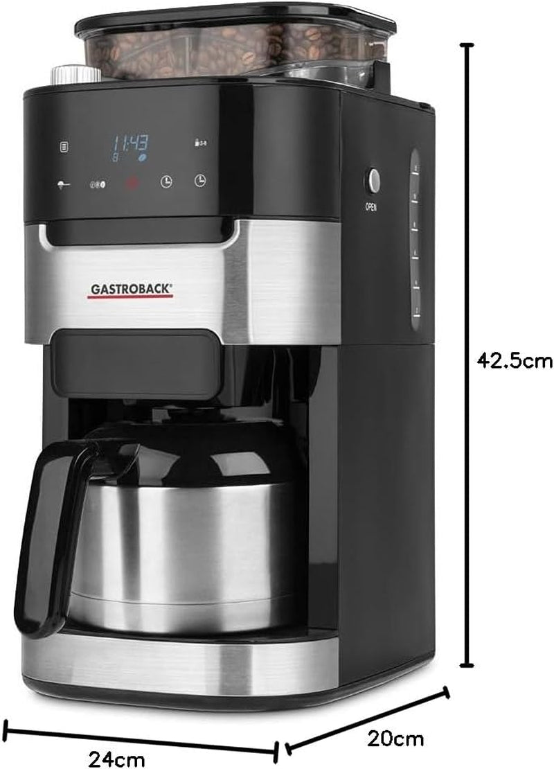 Machine à expresso thermique GASTROBACK Grind & Brew Pro, argent, noir