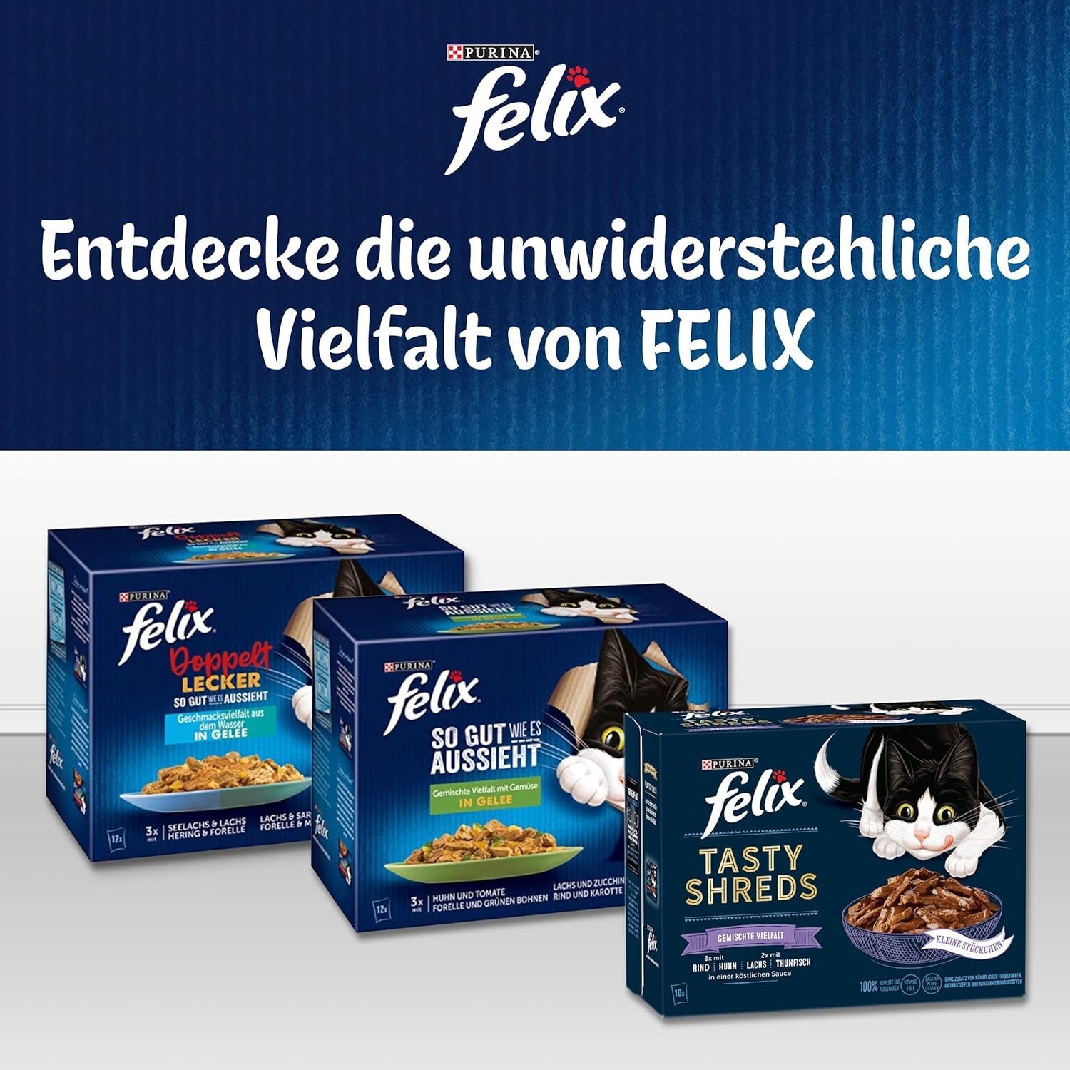 Felix Sensations Sauces Nourriture humide pour chat, mélange de poissons assortis, paquet de 6 (6 x 12 sachets de 85 g chacun)