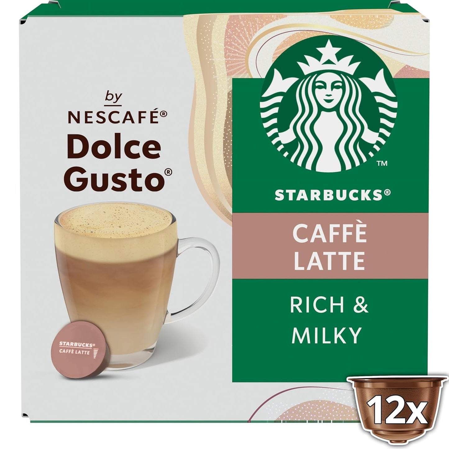 STARBUCKS Caffè Latte par Nescafé Dolce Gusto Kaffeekapseln 6 x 12 (72 Kapseln)