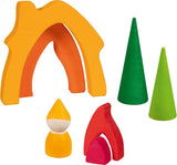 Goki 58427 - Maison naine - Goki Evolution - En bois d'érable de haute qualité - 7 parties - Peintures colorées à l'eau - Fabriqué en Europe Maisons de poupées Naty Shop