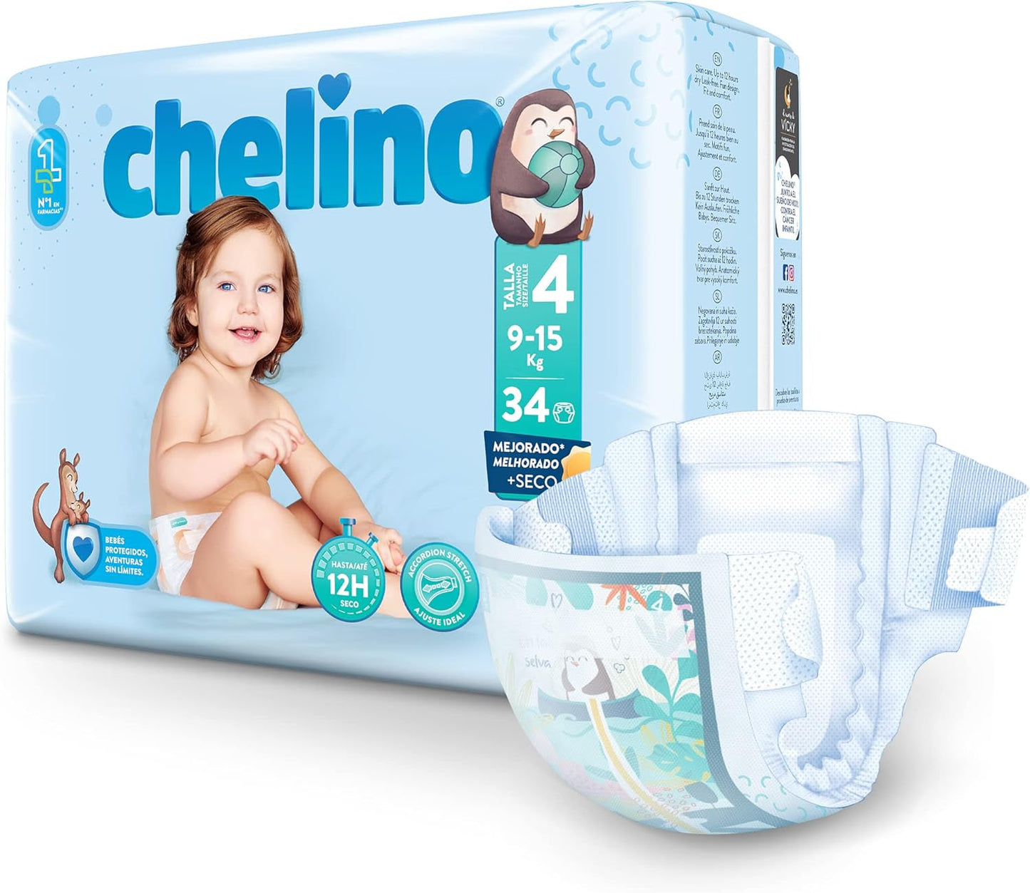 Couches bébé Fashion & Love taille 4 (9-15 kg), 34 pièces